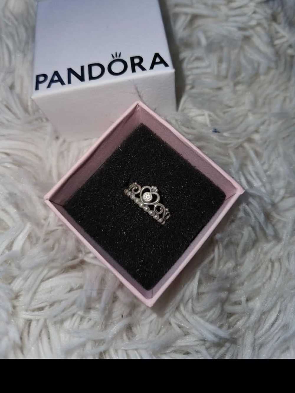 Pandora Silver Tiara Ring with Clear Stone - Silver